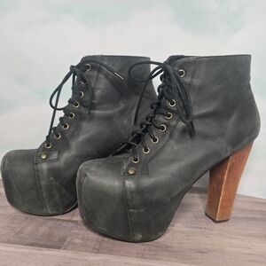 Hard To Find Jeffrey Campbell Distressed Black Lace Up Lita